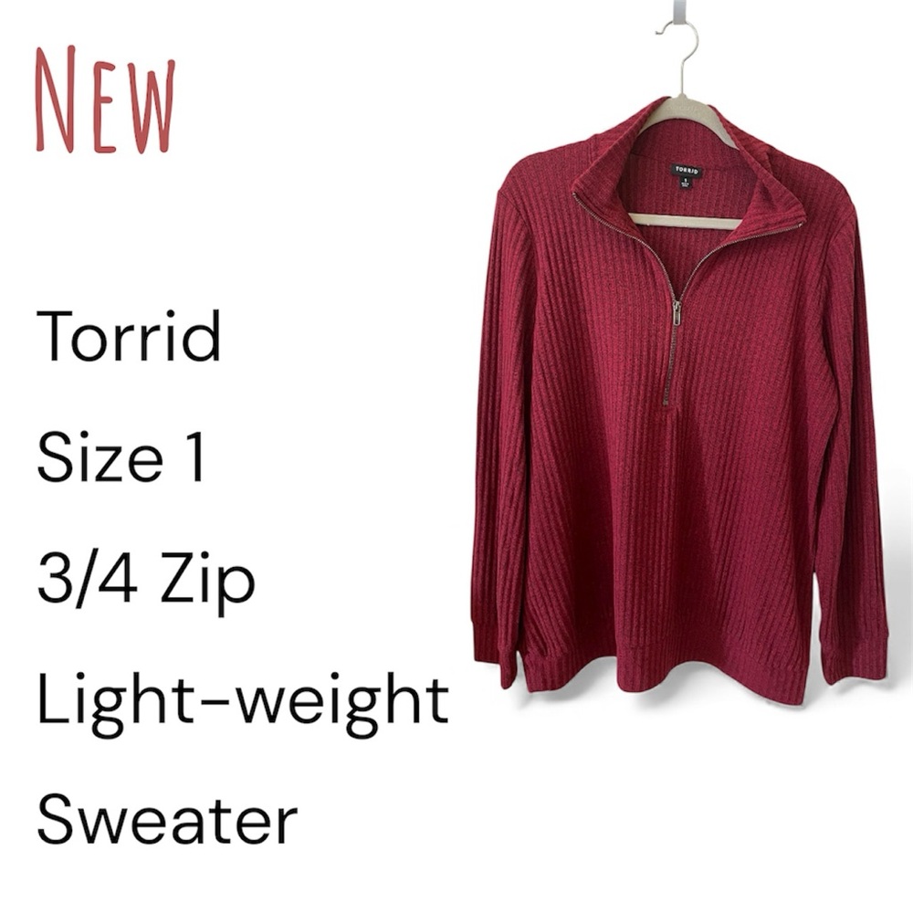 Torrid Burgundy 3/4 Zip Sweater